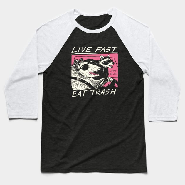 Live Fast! Eat Trash! Baseball T-Shirt by Vincent Trinidad Art